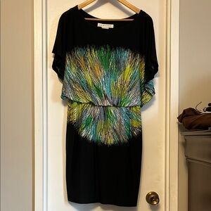 Black Dress with Vibrant Pattern